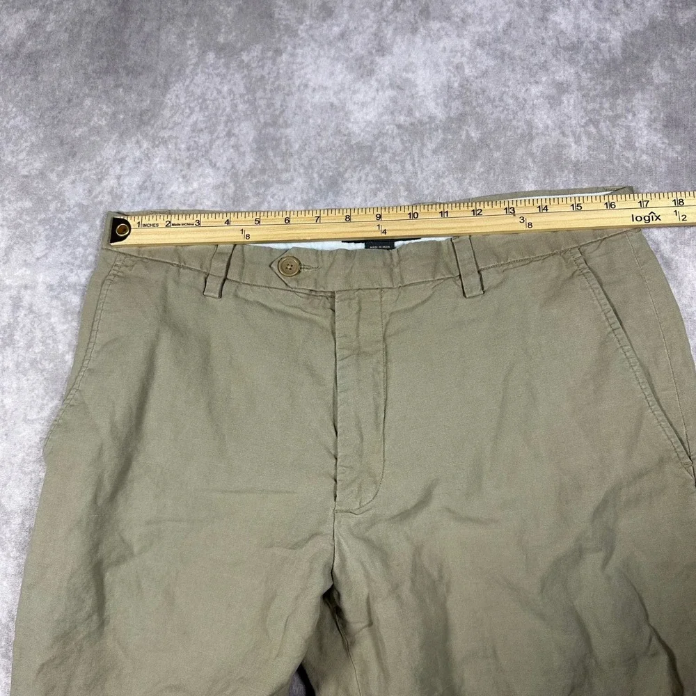 Banana Republic Mens 35x32 Khaki Tan Linen Cotton Blend Chino Pants Business